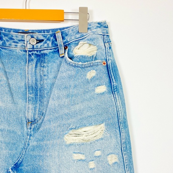 Abercrombie & Fitch Distressed Blue Denim A-Line Mini Skirt - Picture 3 of 3